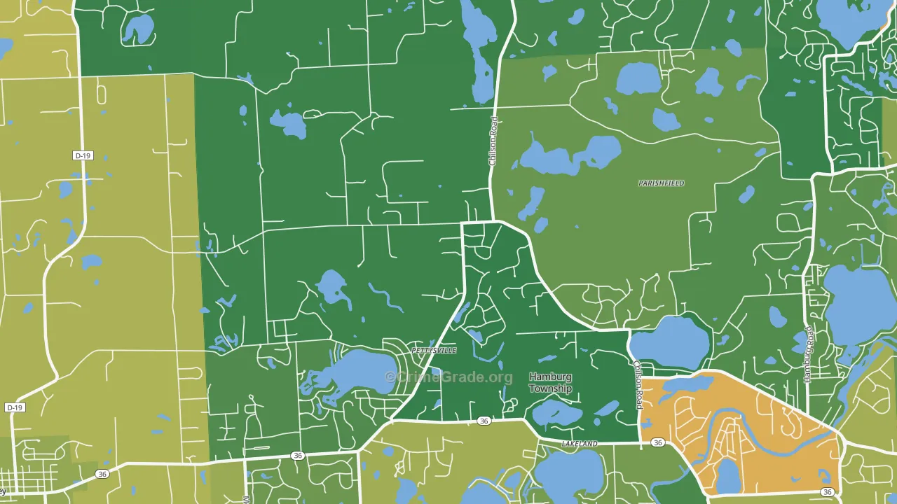 Pettysville, MI Map of Assault Rates
