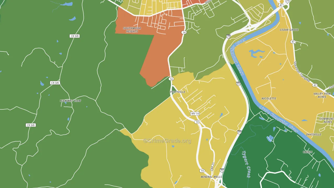Pettyville, WV Map of Assault Rates