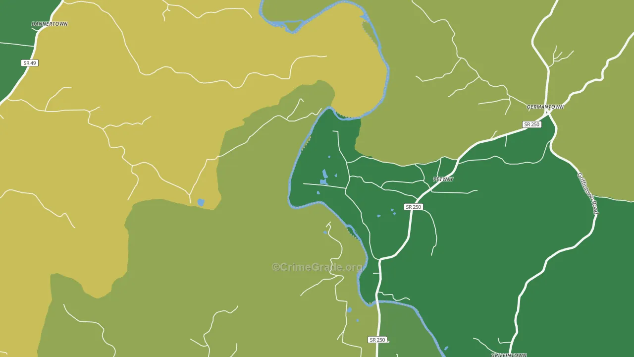 Petway, TN Map of Assault Rates