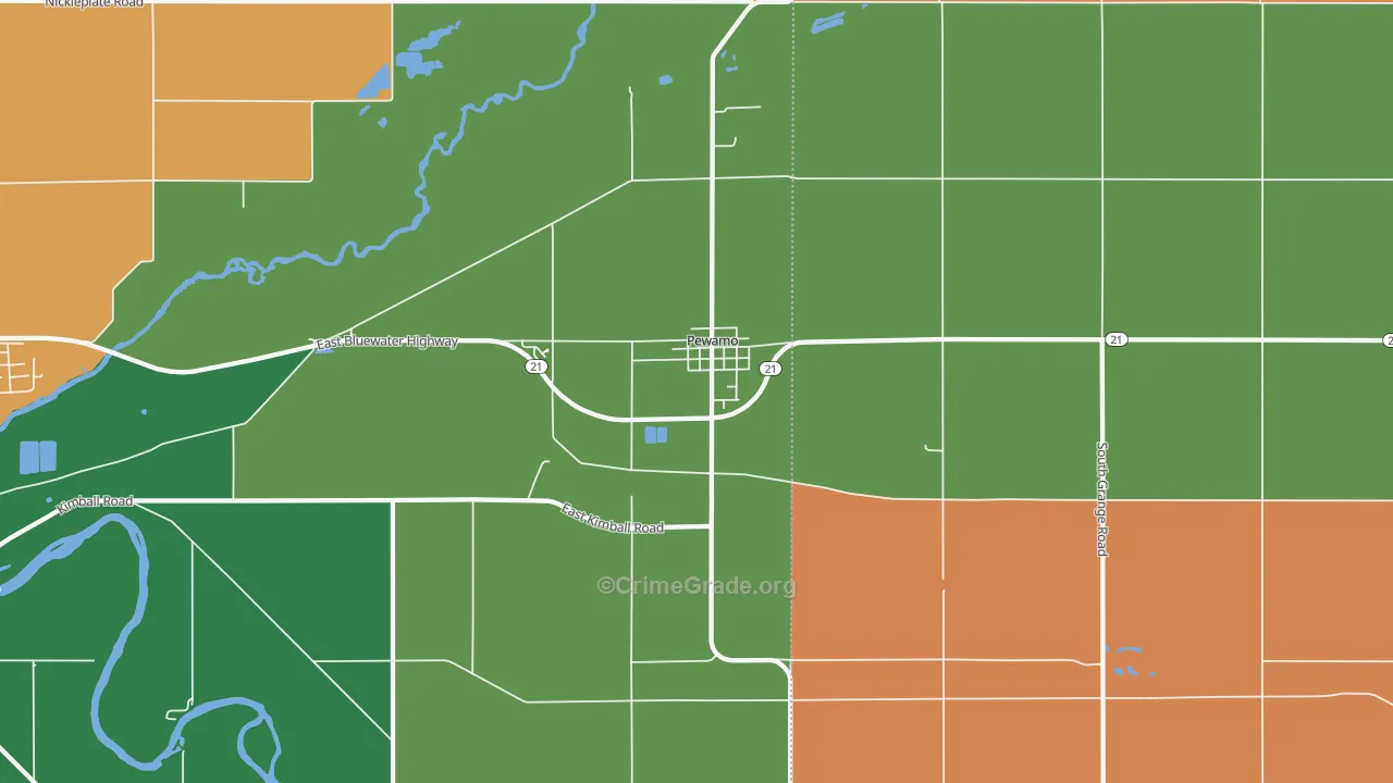 Pewamo, MI Map of Assault Rates