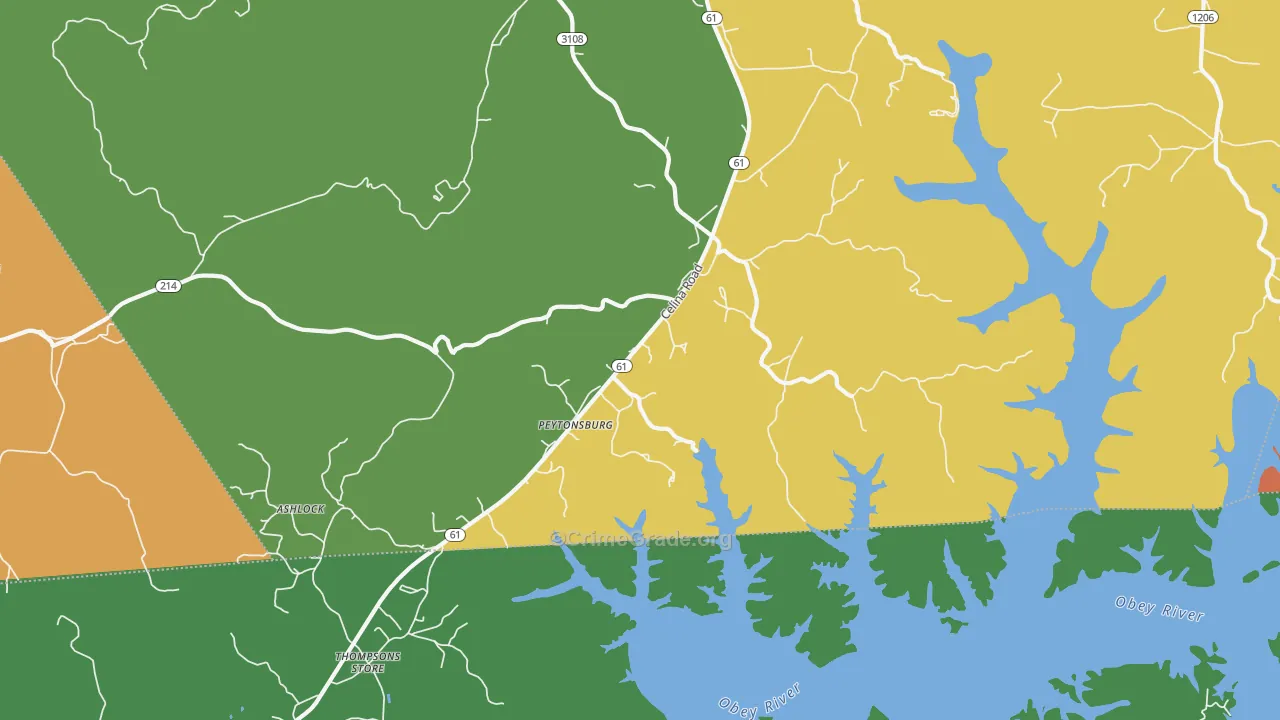 Peytonsburg, KY Map of Assault Rates