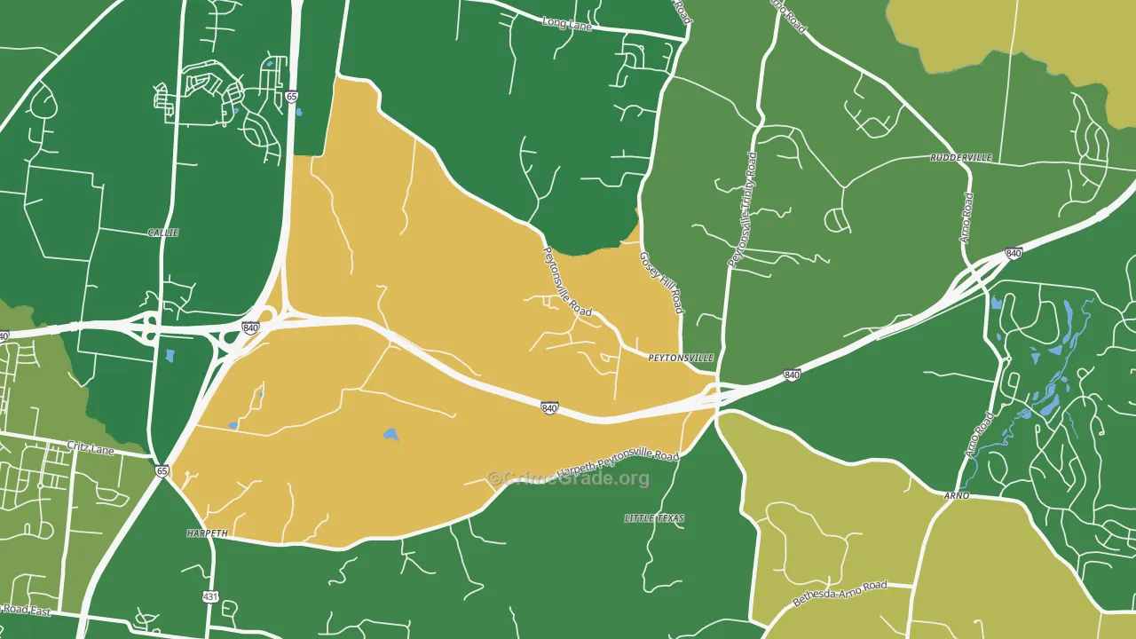 Peytonsville, TN Map of Assault Rates