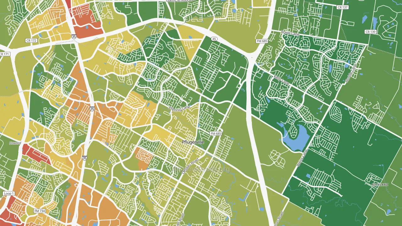 Pflugerville, TX Map of Assault Rates
