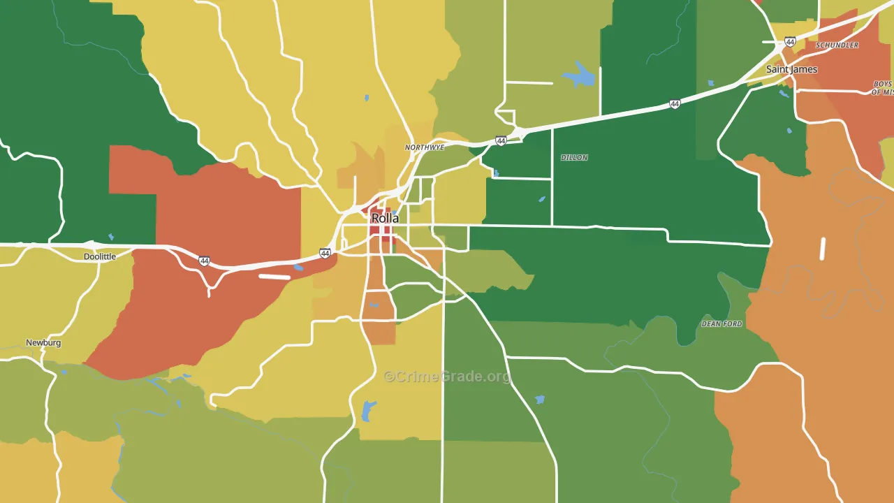 Phelps County, MO Map of Assault Rates