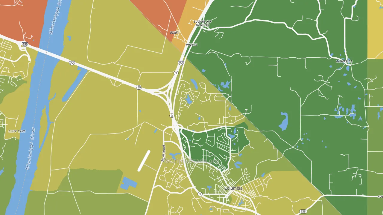 Phelps, IL Map of Assault Rates