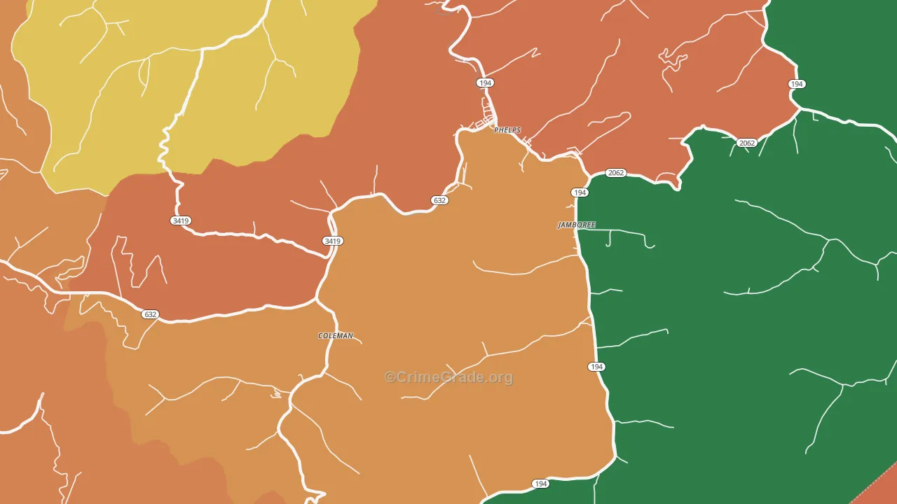 Phelps, KY Map of Assault Rates
