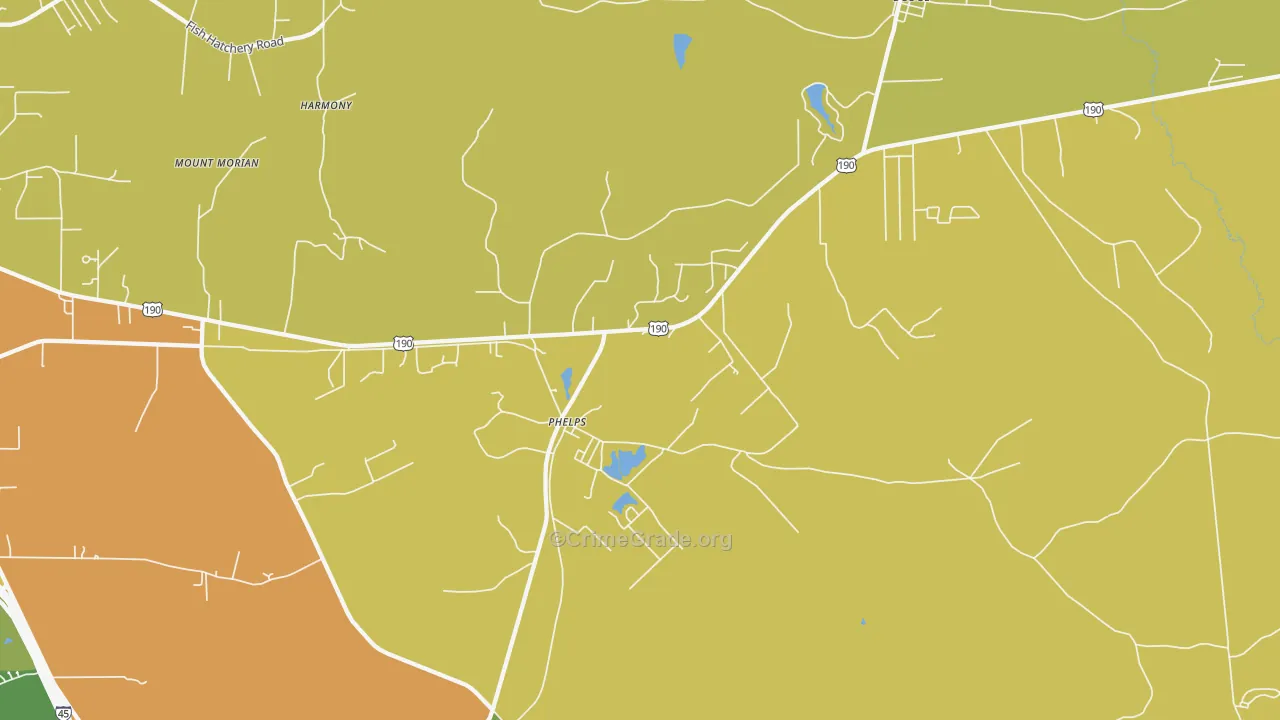 Phelps, TX Map of Assault Rates
