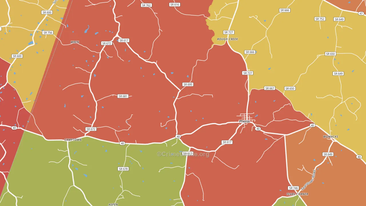Phenix, VA Map of Assault Rates