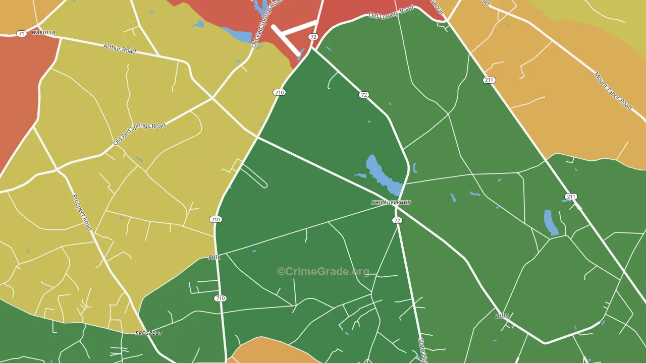 Philadelphus, NC Map of Assault Rates