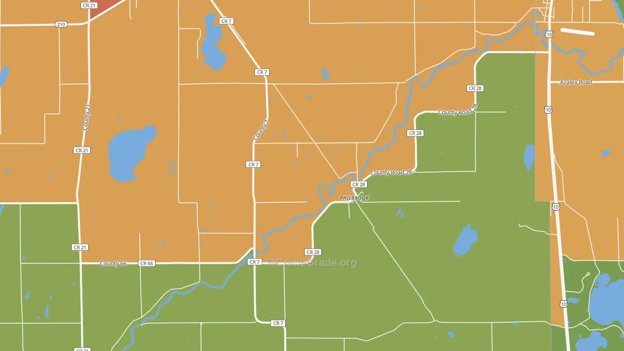 Philbrook, MN Map of Assault Rates