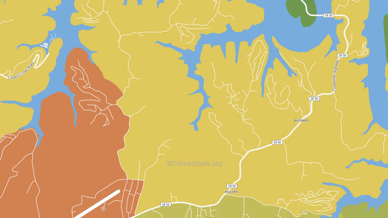 Philippi, TN Map of Assault Rates