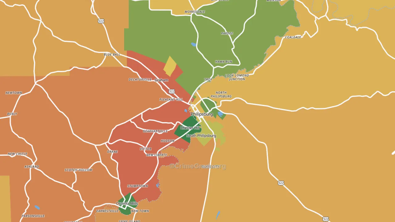 Philipsburg, PA Map of Assault Rates