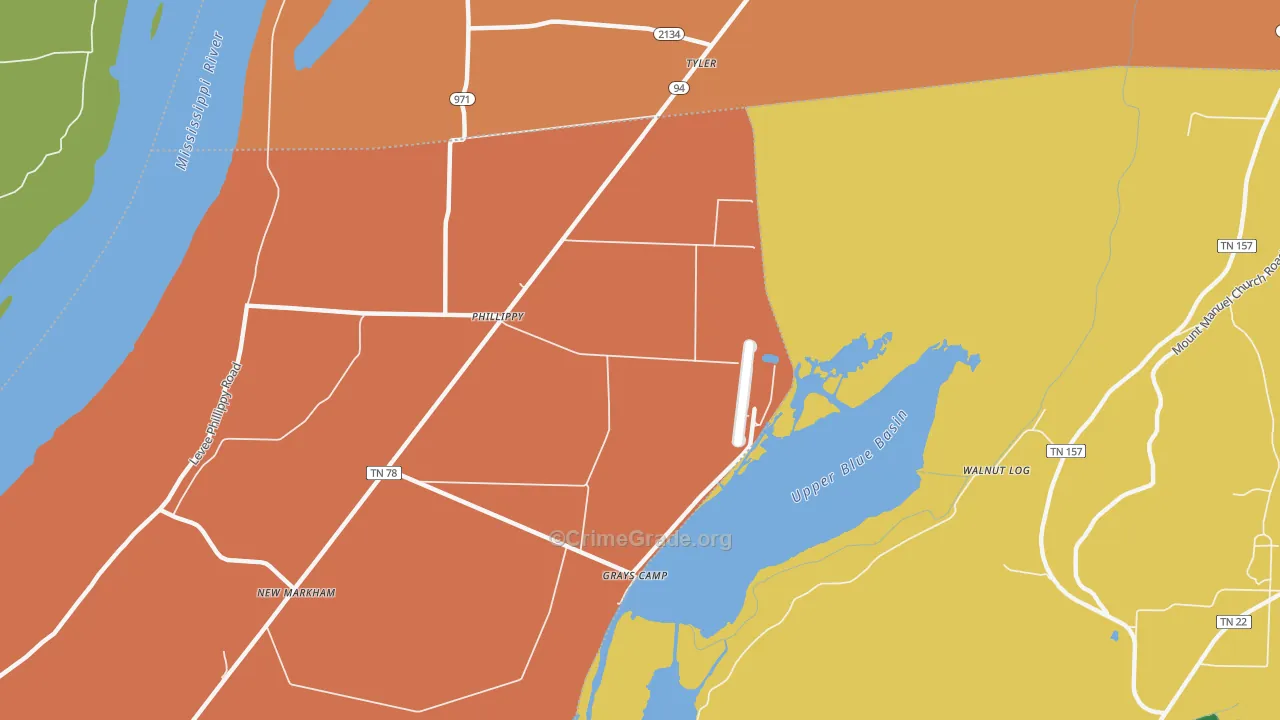 Phillippy, TN Map of Assault Rates