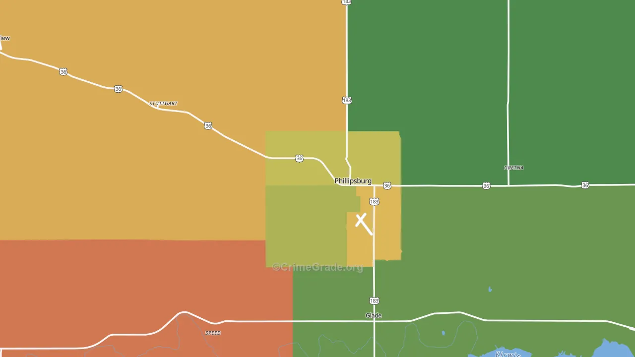 Phillips County, KS Map of Assault Rates