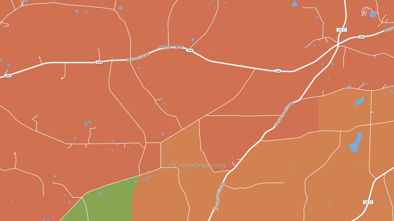 Phillips Creek, NY Map of Assault Rates