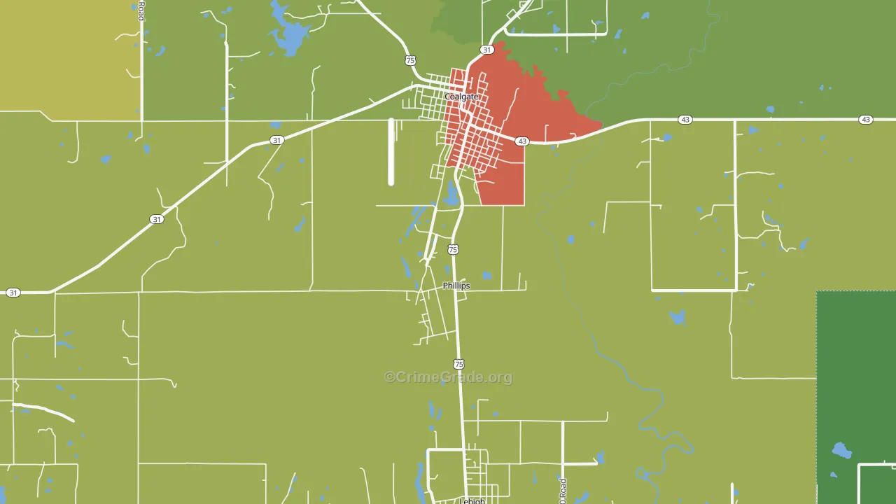 Phillips, OK Map of Assault Rates