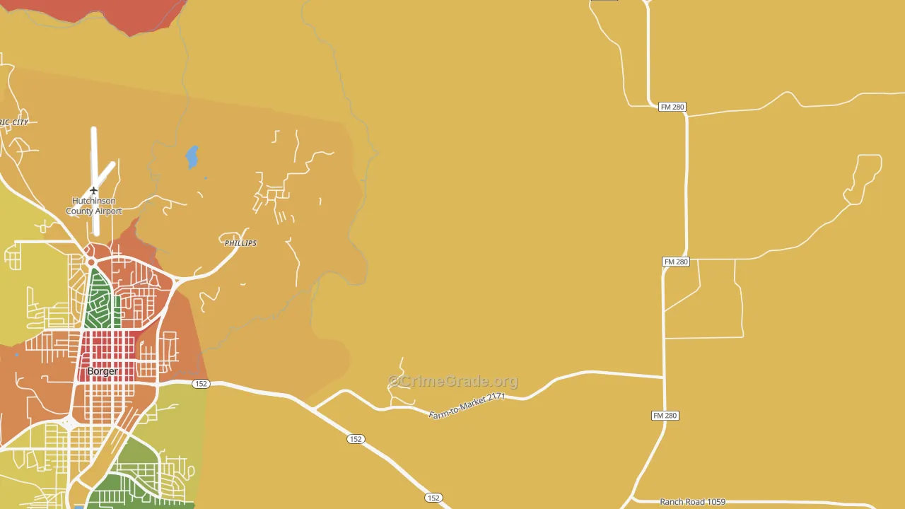 Phillips, TX Map of Assault Rates