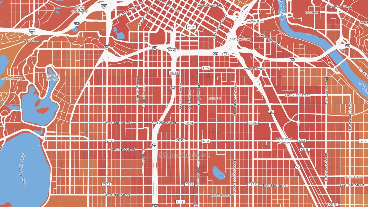 Phillips West, Minneapolis, MN Map of Assault Rates