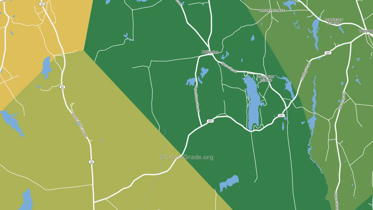 Phillipston, MA Map of Assault Rates