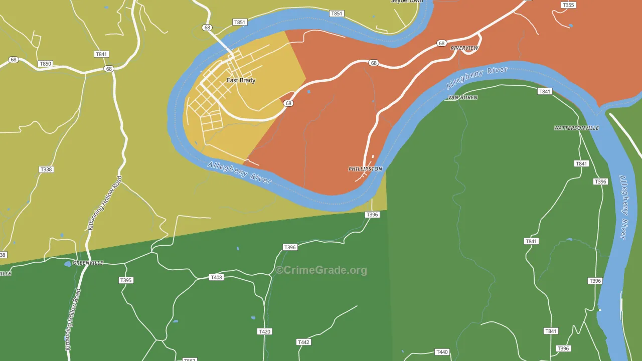 Phillipston, PA Map of Assault Rates