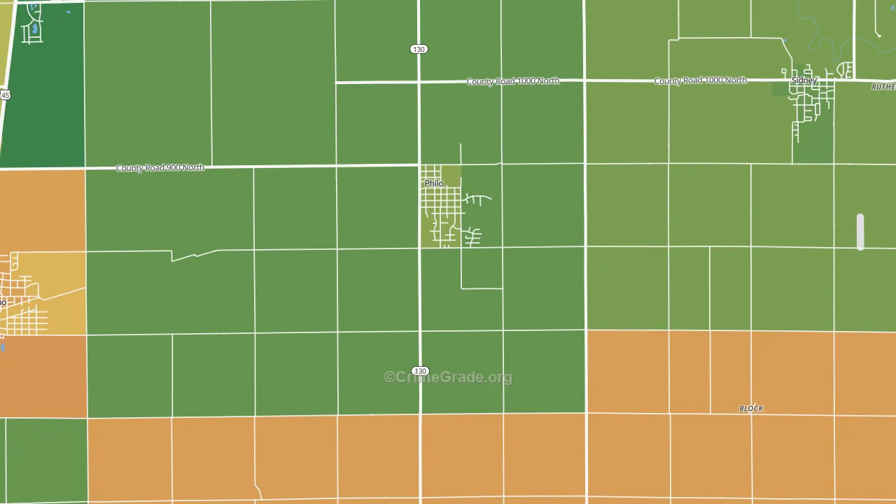 Philo, IL Map of Assault Rates