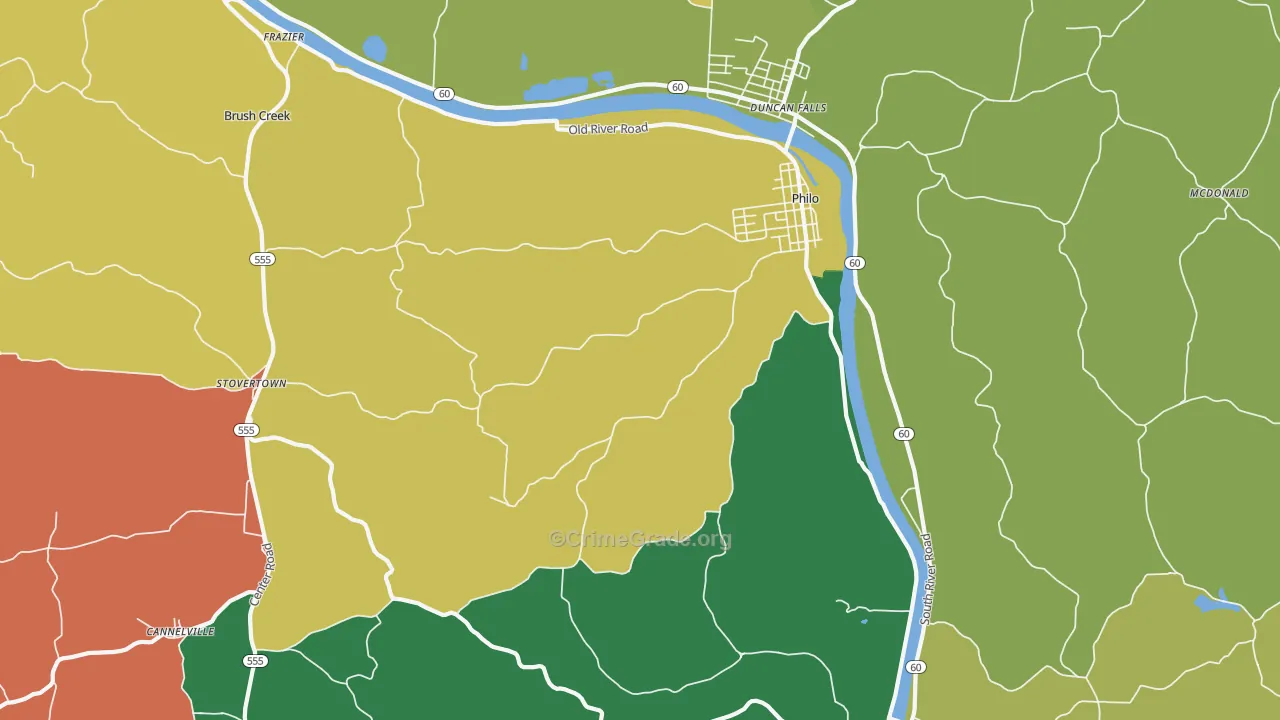 Philo, OH Map of Assault Rates