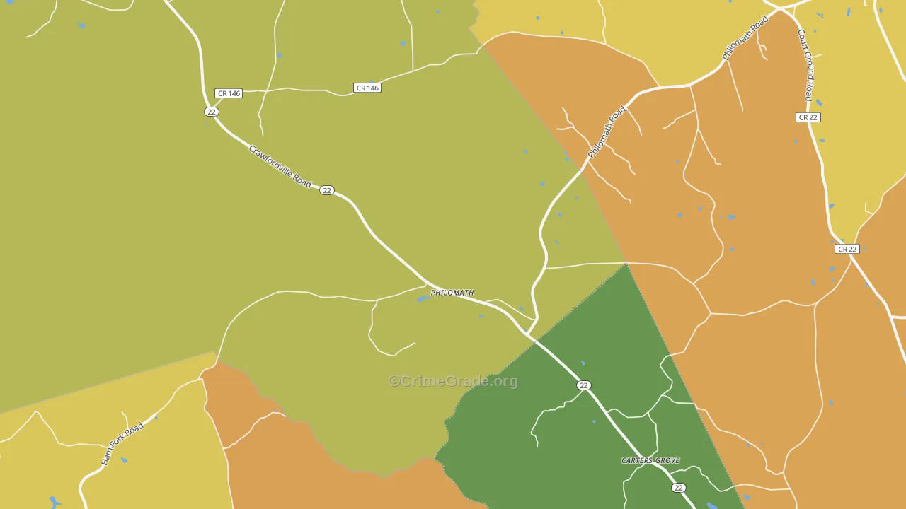 Philomath, GA Map of Assault Rates
