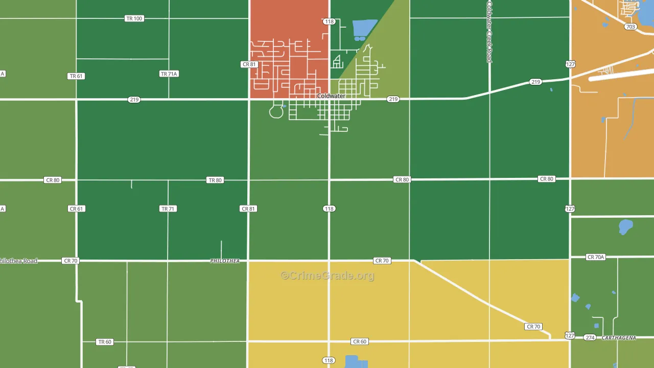 Philothea, OH Map of Assault Rates