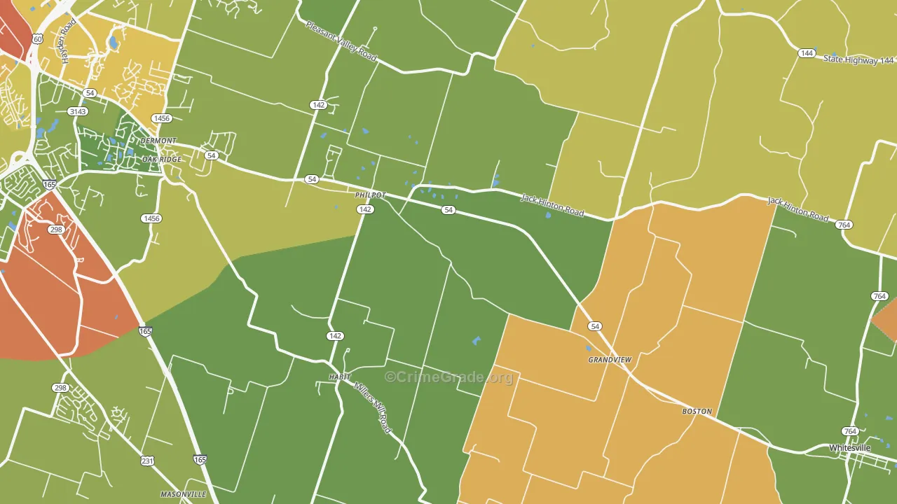Philpot, KY Map of Assault Rates