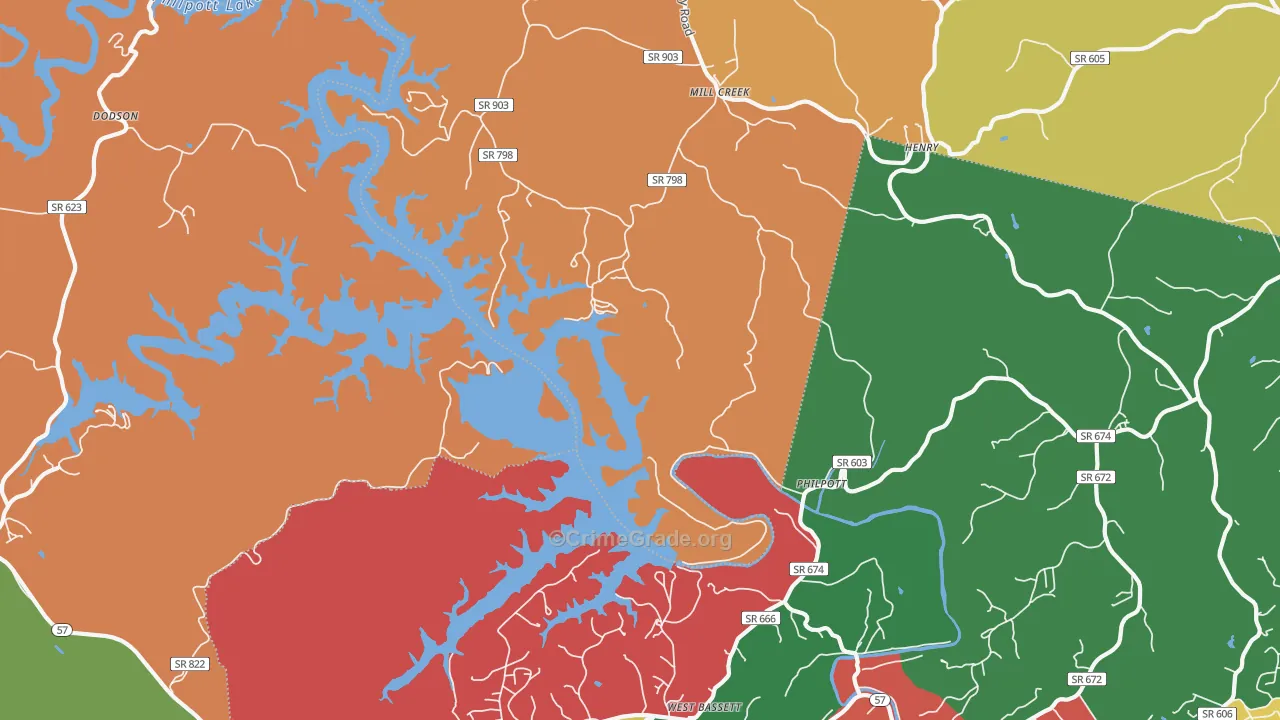 Philpott, VA Map of Assault Rates