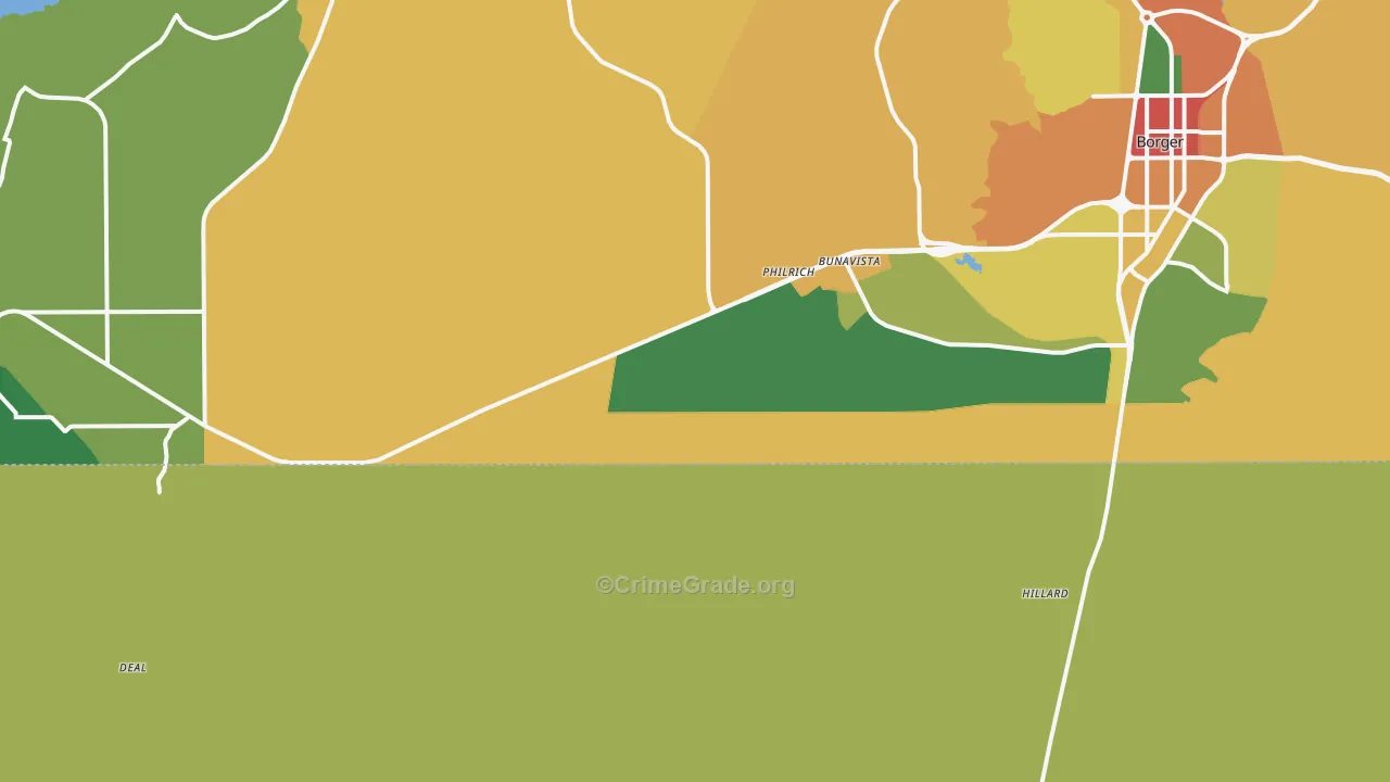 Philrich, TX Map of Assault Rates