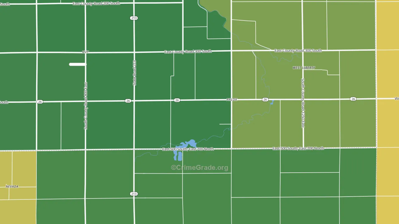 Phlox, IN Map of Assault Rates