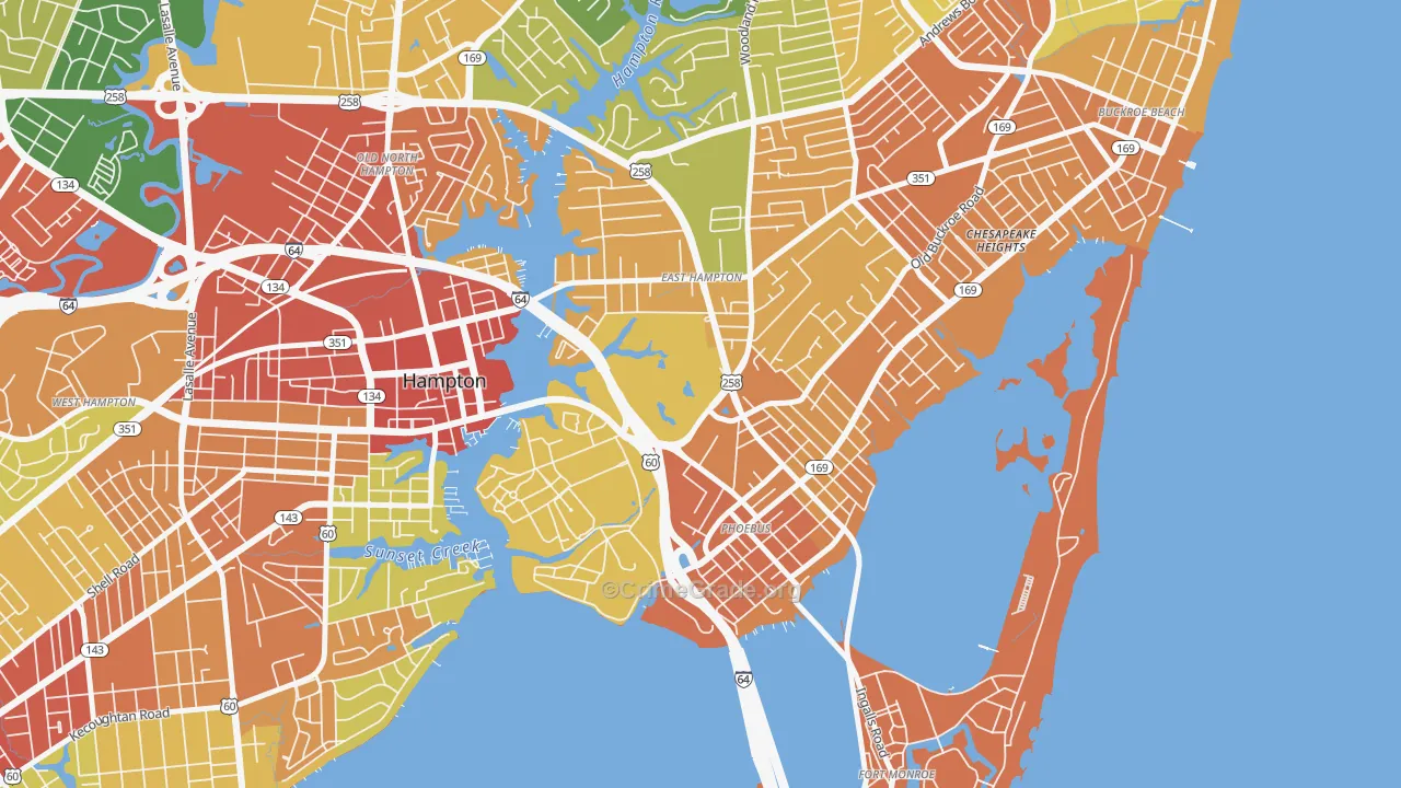 Phoebus, Hampton, VA Map of Assault Rates