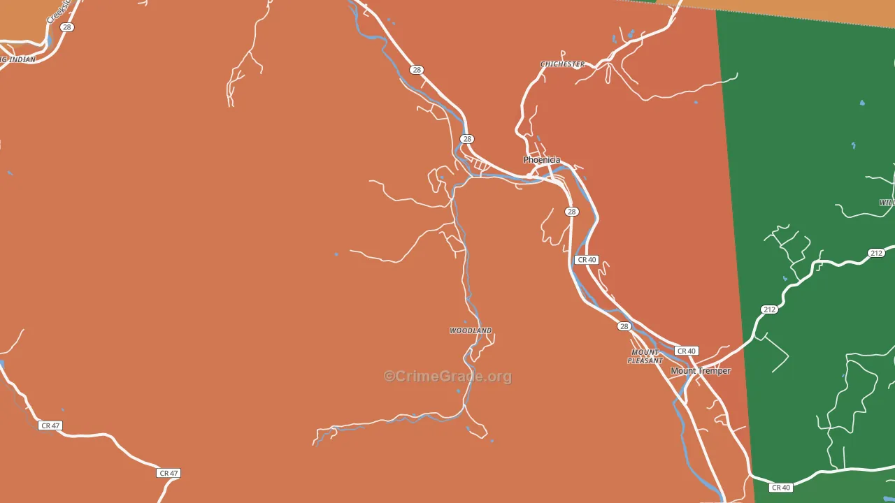 Phoenicia, NY Map of Assault Rates
