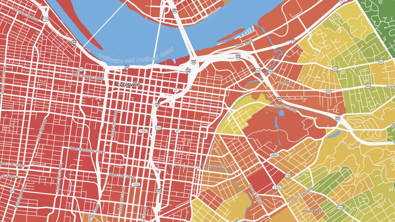 Phoenix Hill, Louisville, KY Map of Assault Rates