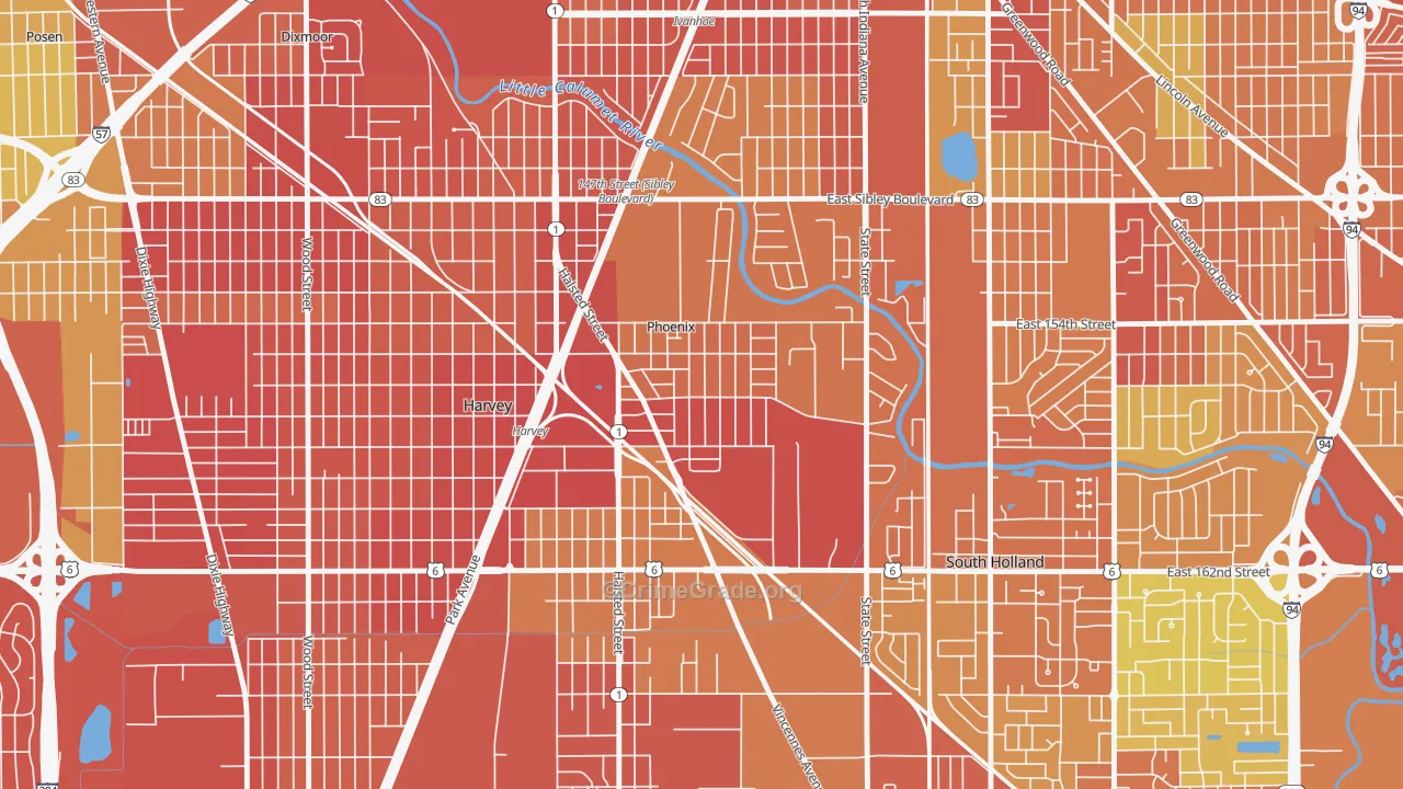 Phoenix, IL Map of Assault Rates