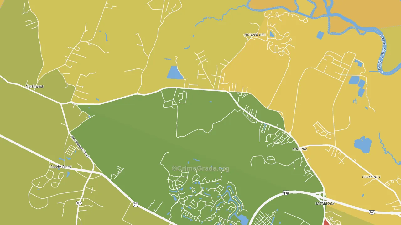 Phoenix, NC Map of Assault Rates