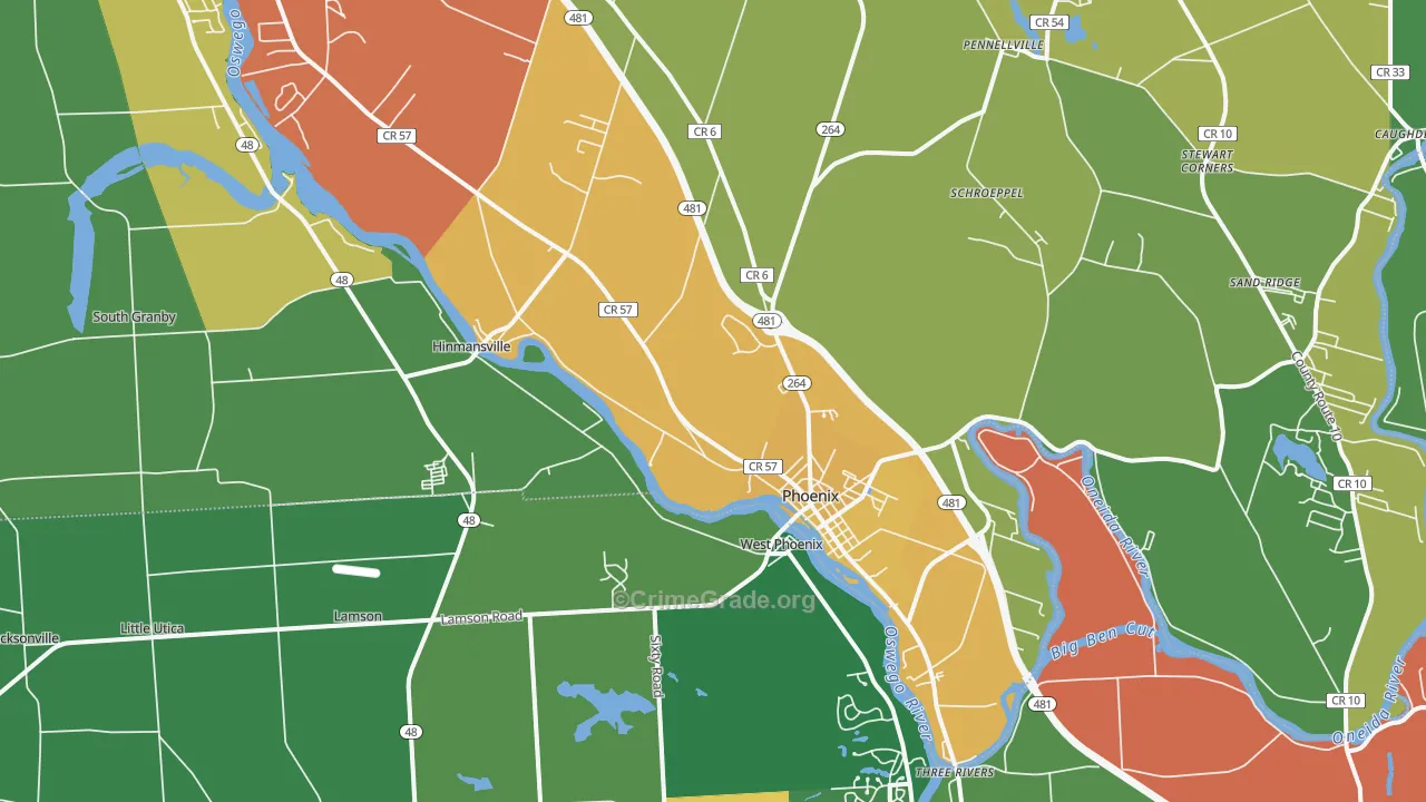 Phoenix, NY Map of Assault Rates