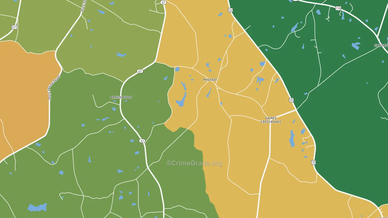 Phoenix, SC Map of Assault Rates