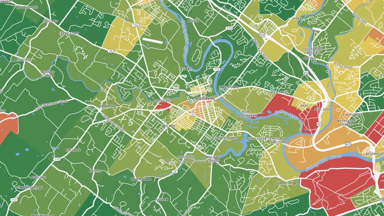 Phoenixville, PA Map of Assault Rates