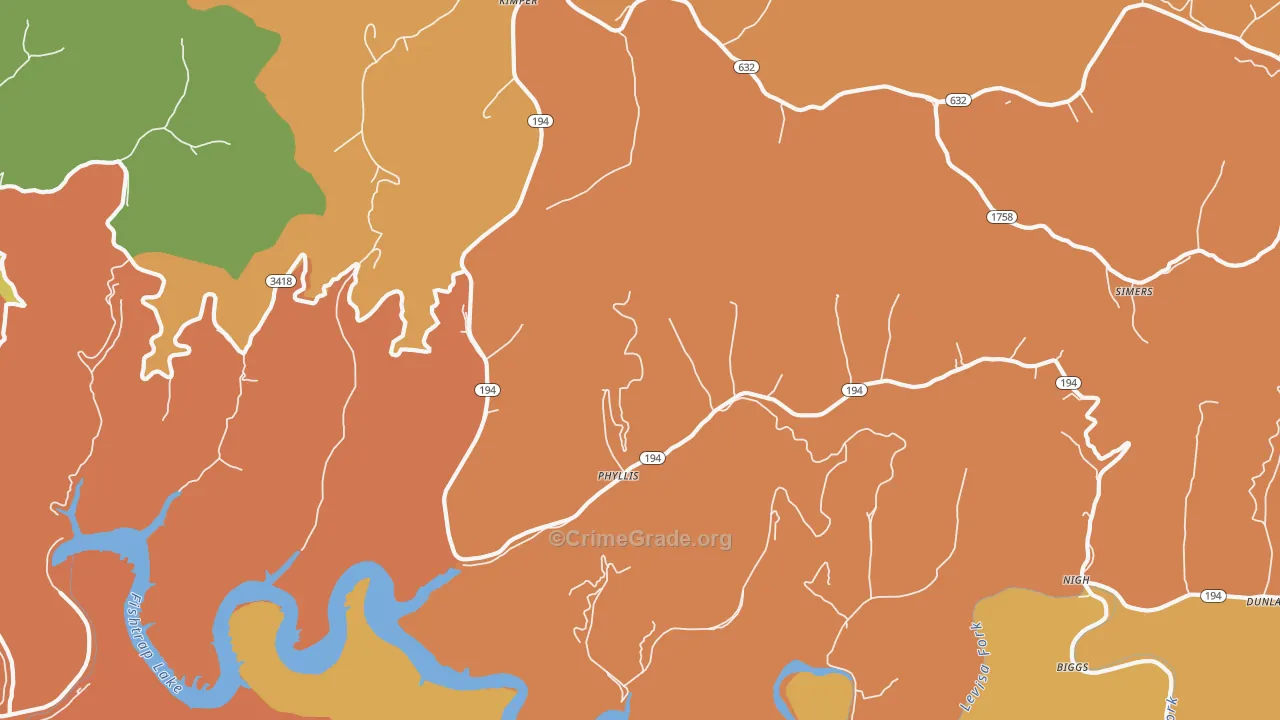 Phyllis, KY Map of Assault Rates