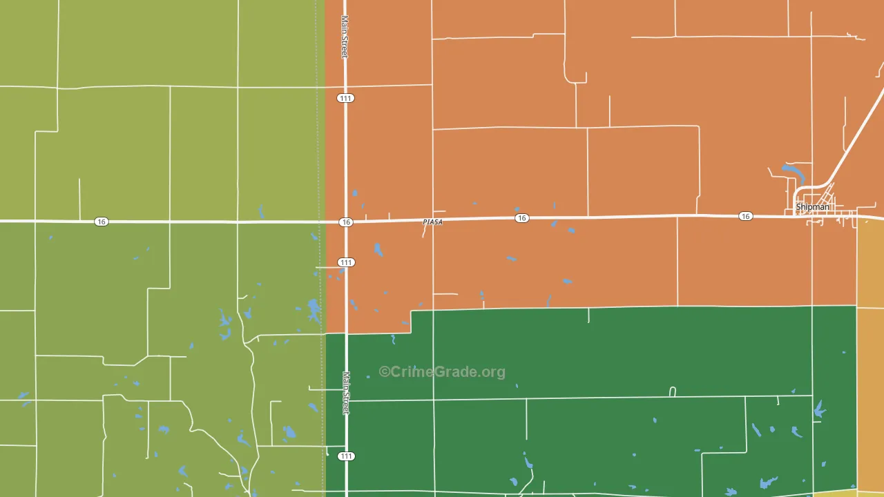 Piasa, IL Map of Assault Rates