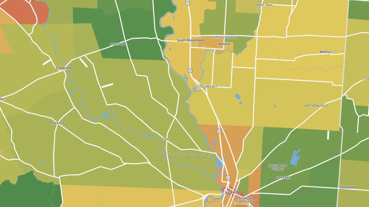 Pickaway County, OH Map of Assault Rates