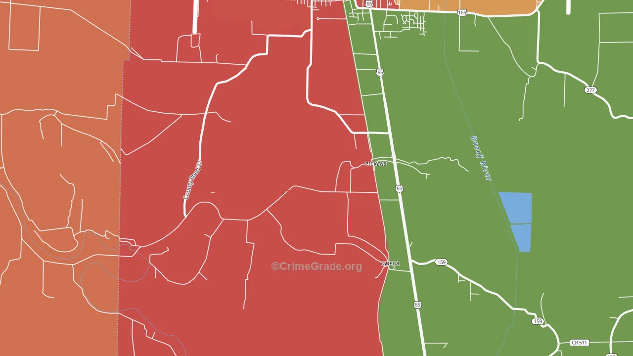 Pickens, AR Map of Assault Rates