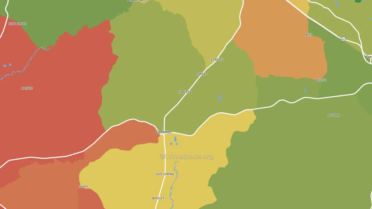 Pickens County, AL Map of Assault Rates
