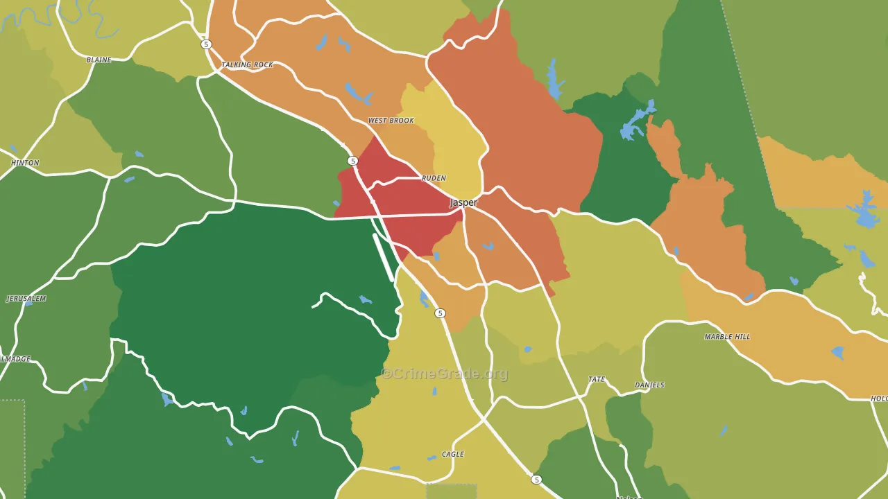Pickens County, GA Map of Assault Rates