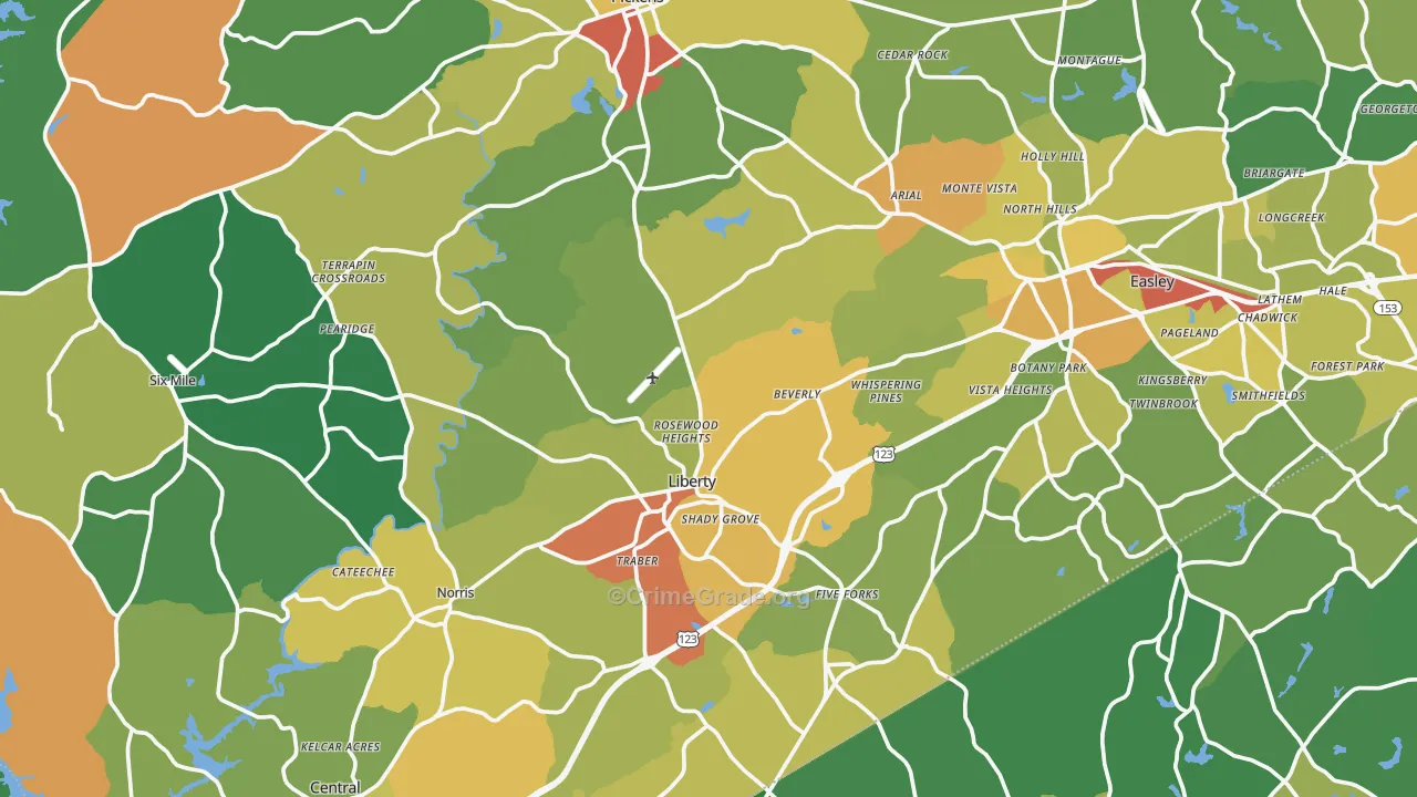 Pickens County, SC Map of Assault Rates