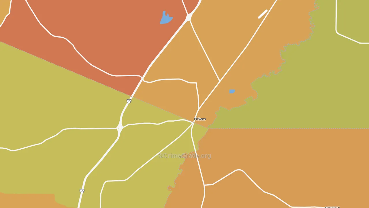 Pickens, MS Map of Assault Rates