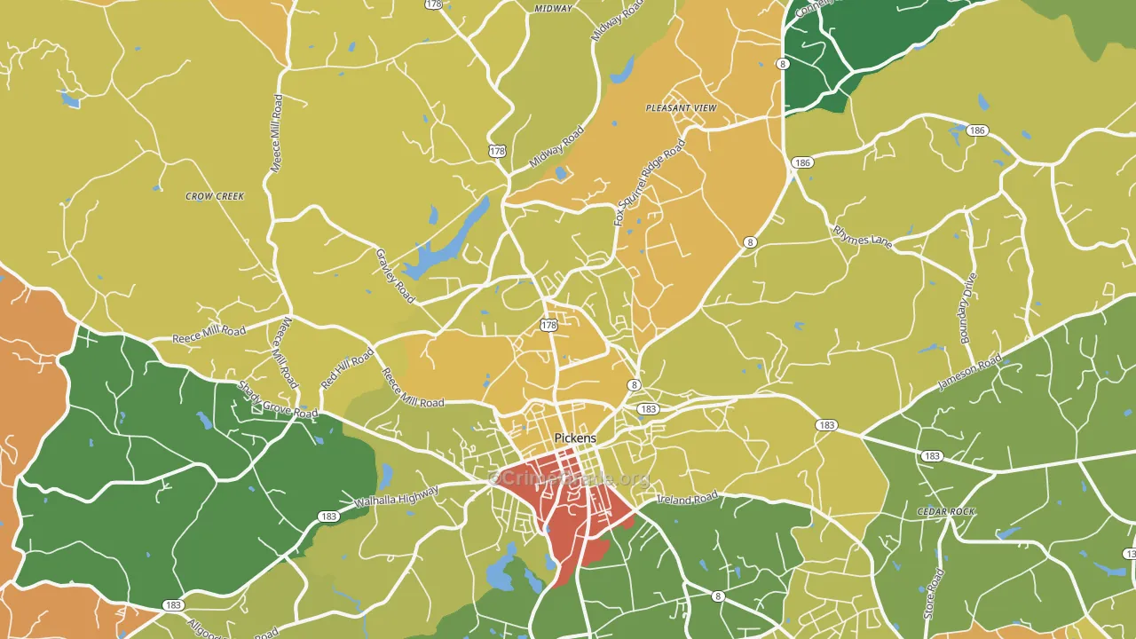 Pickens, SC Map of Assault Rates
