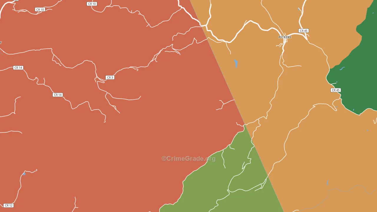 Pickens, WV Map of Assault Rates